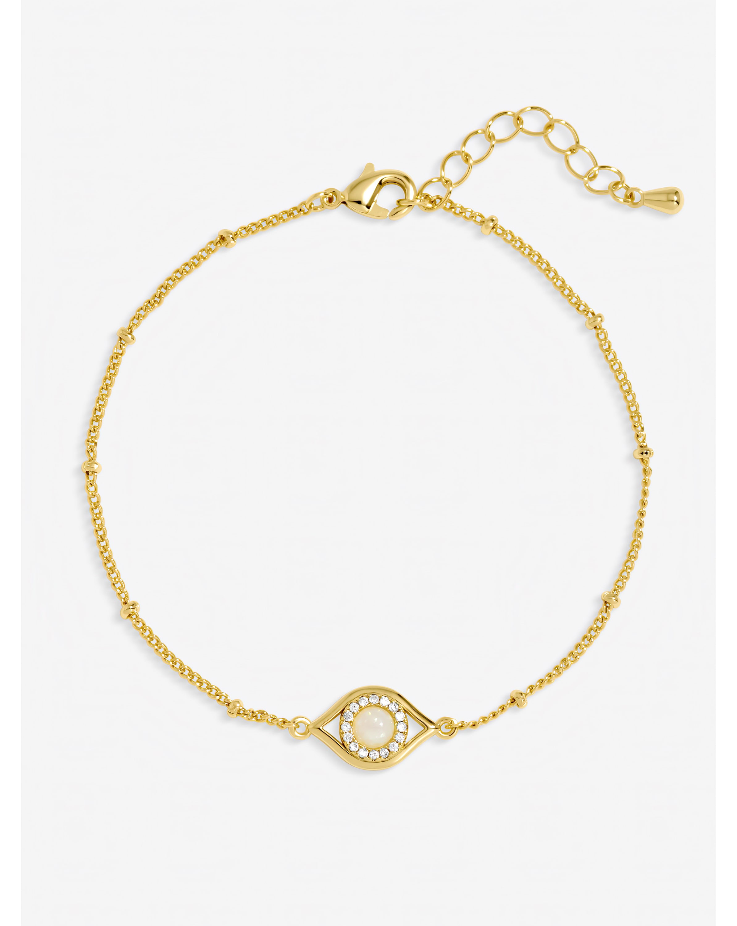 Gold Mother of Pearl Evil Eye Bracelet
