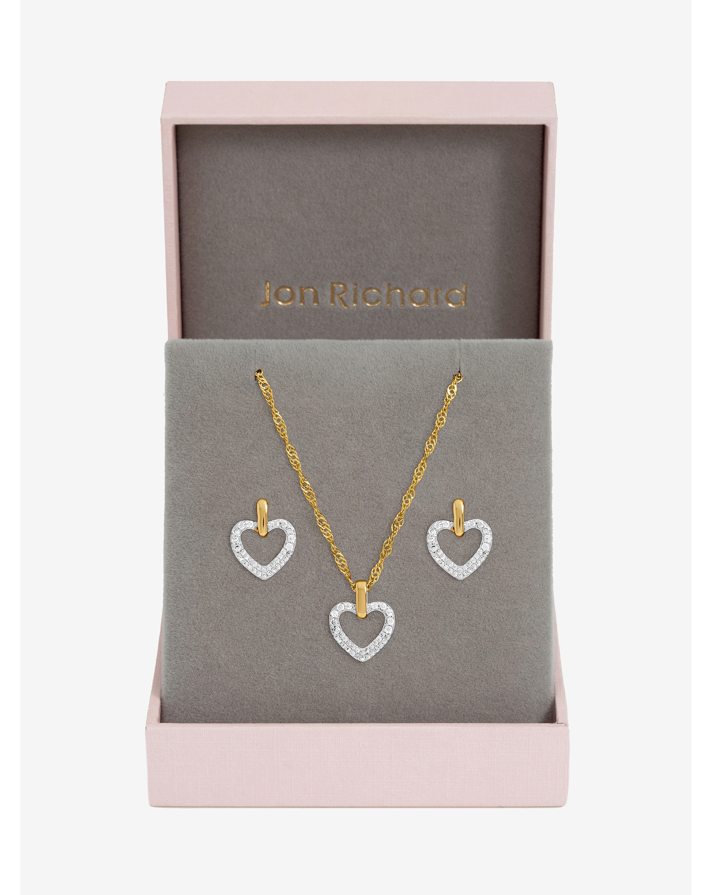 Two Tone Open Heart Set - Gift Box