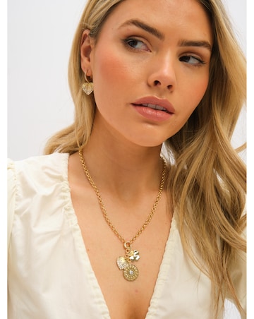 Inicio Gold Plated Heart Charm Earrings - Gift Pouch