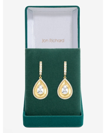 Jon Richard Gold Plated and Diamond Cut Peardrop Earrings