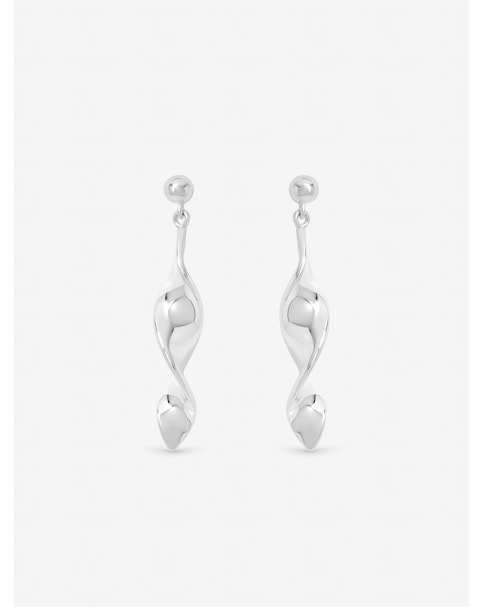 Inicio Sterling Silver Plated Polished Twist Drop Earrings