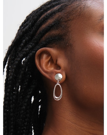 Inicio Sterling Silver Plated Polished Open Double Drop Earrings