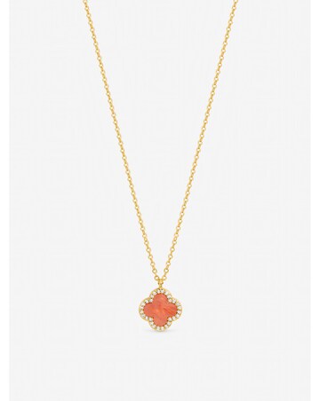 Jon Richard Gold Plated and Coral Clover Pendant Necklace