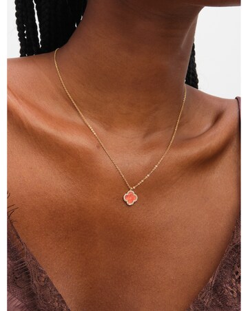 Jon Richard Gold Plated and Coral Clover Pendant Necklace