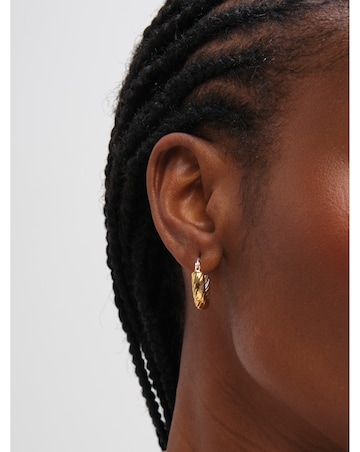 Inicio Sterling Silver Plated Two Tone Textured Twist Hoop Earrings