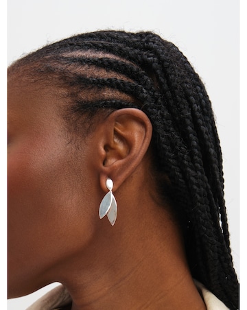 Inicio Sterling Silver Plated Polished Double Drop Earrings