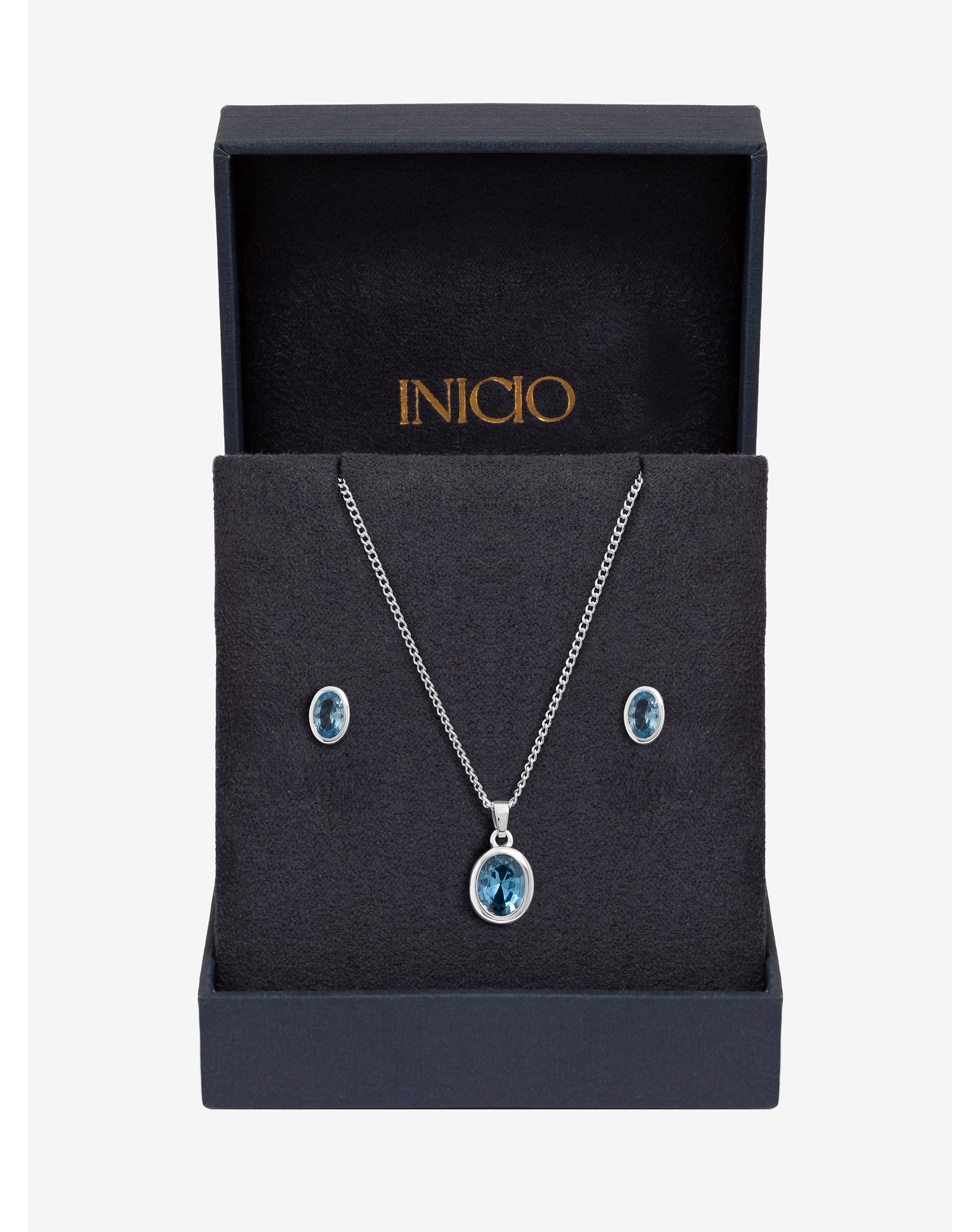 Blue Topaz Oval Bezel Set - Gift Box