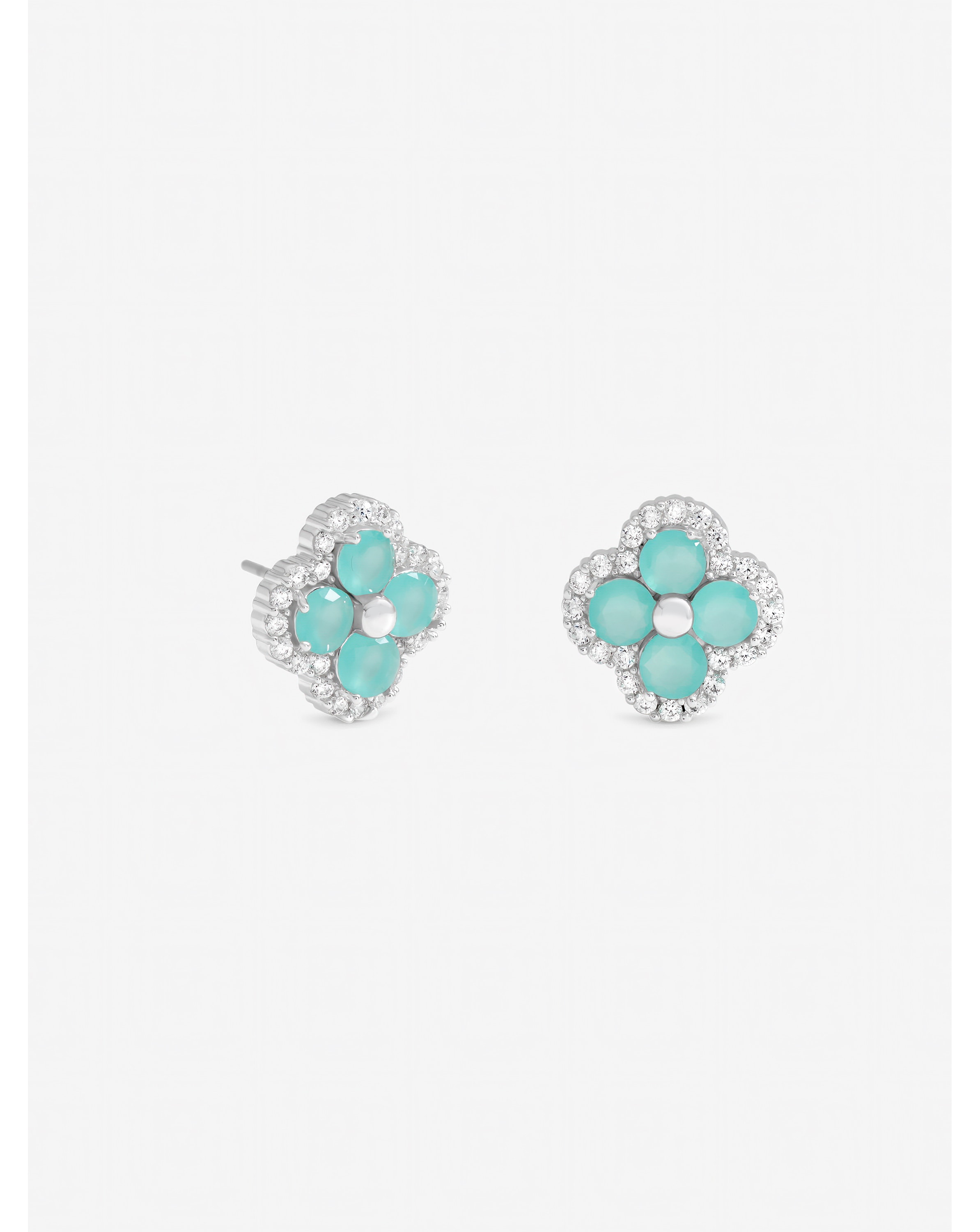New In - Silver Plated Blue Clover Studs