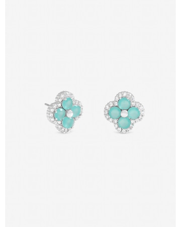 Jon Richard Silver Plated and Blue Clover Stud Earrings
