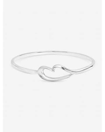 Inicio Sterling Silver Plated Polished Heart Bangle - Gift Pouch