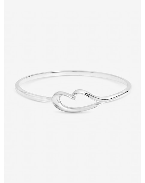 Inicio Sterling Silver Plated Polished Heart Bangle - Gift Pouch