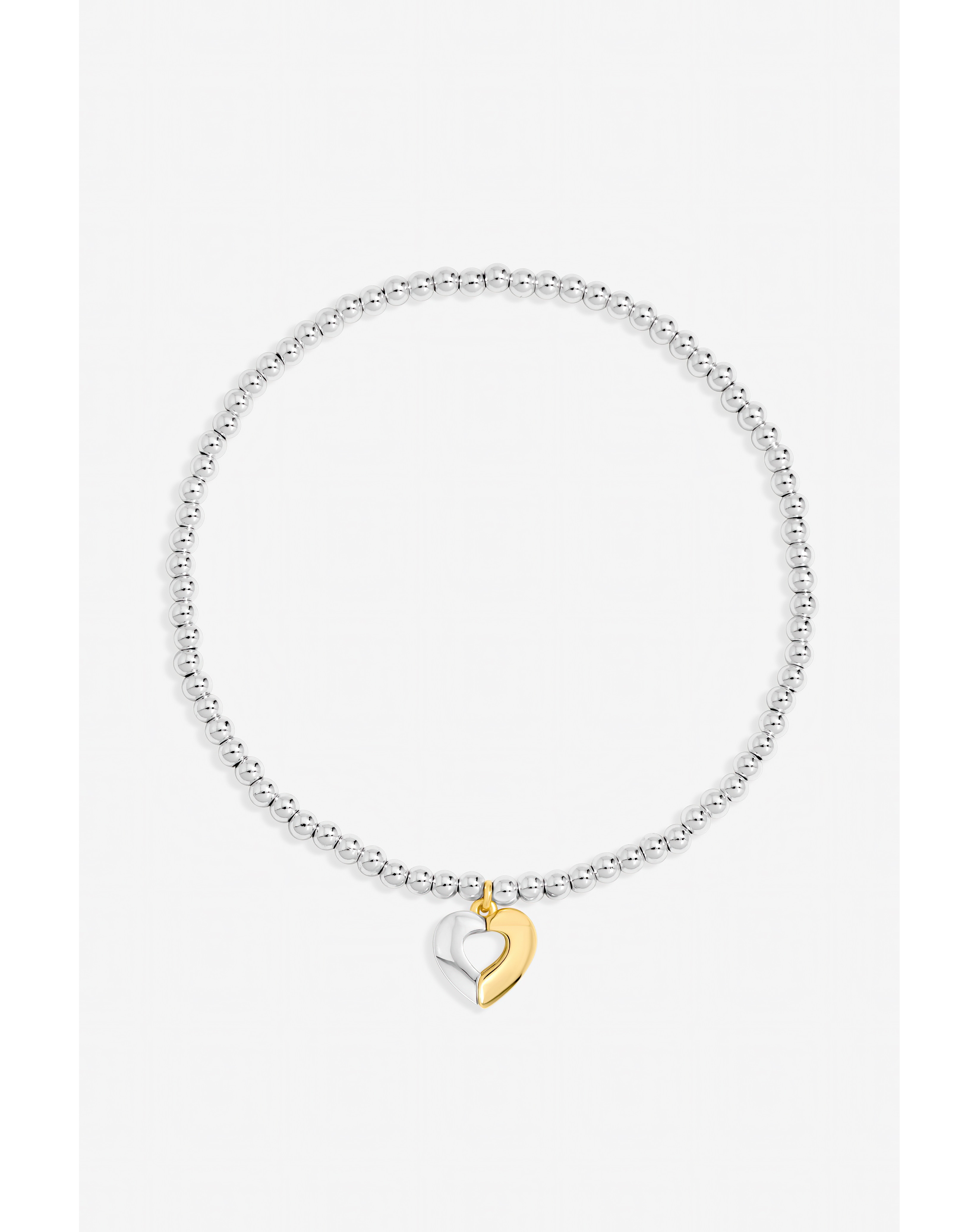 Two Tone Plated Heart Stretch Bracelet