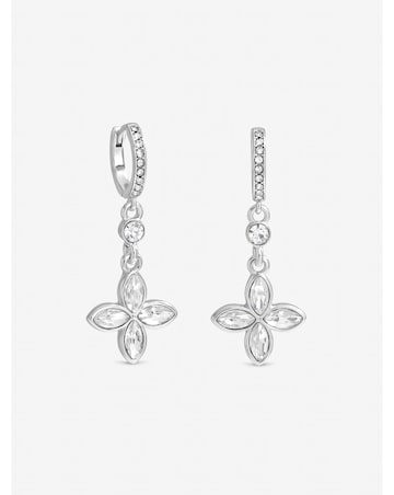 Jon Richard Silver Plated and Crystal Clover Earrings