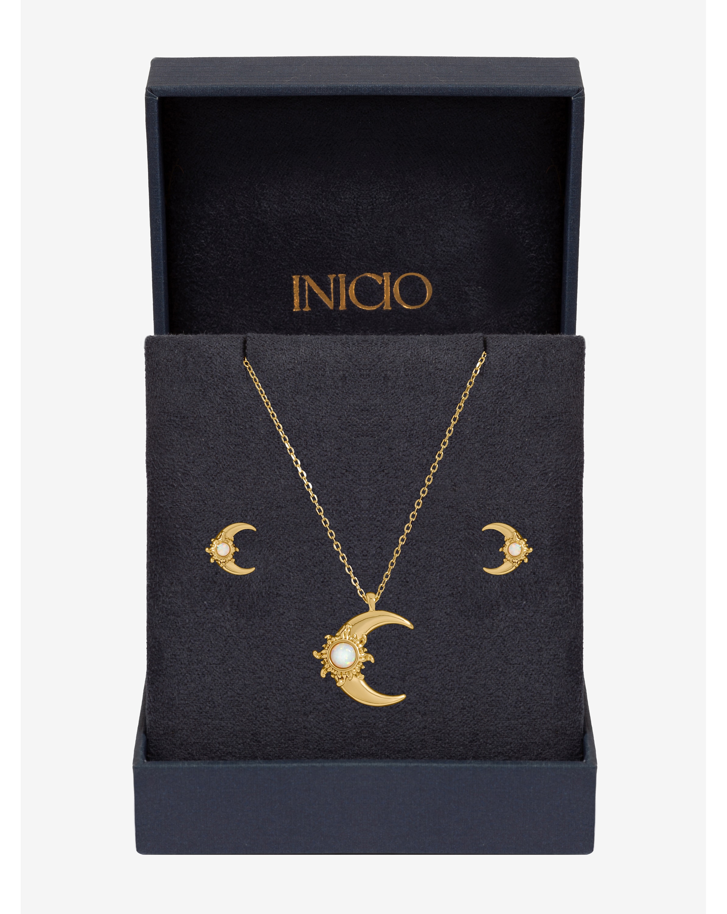 Gold Plated and Opal Moon Set - Gift Box