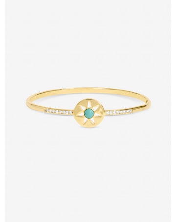 Inicio Gold Plated and Turquoise Celestial Bangle - Gift Pouch