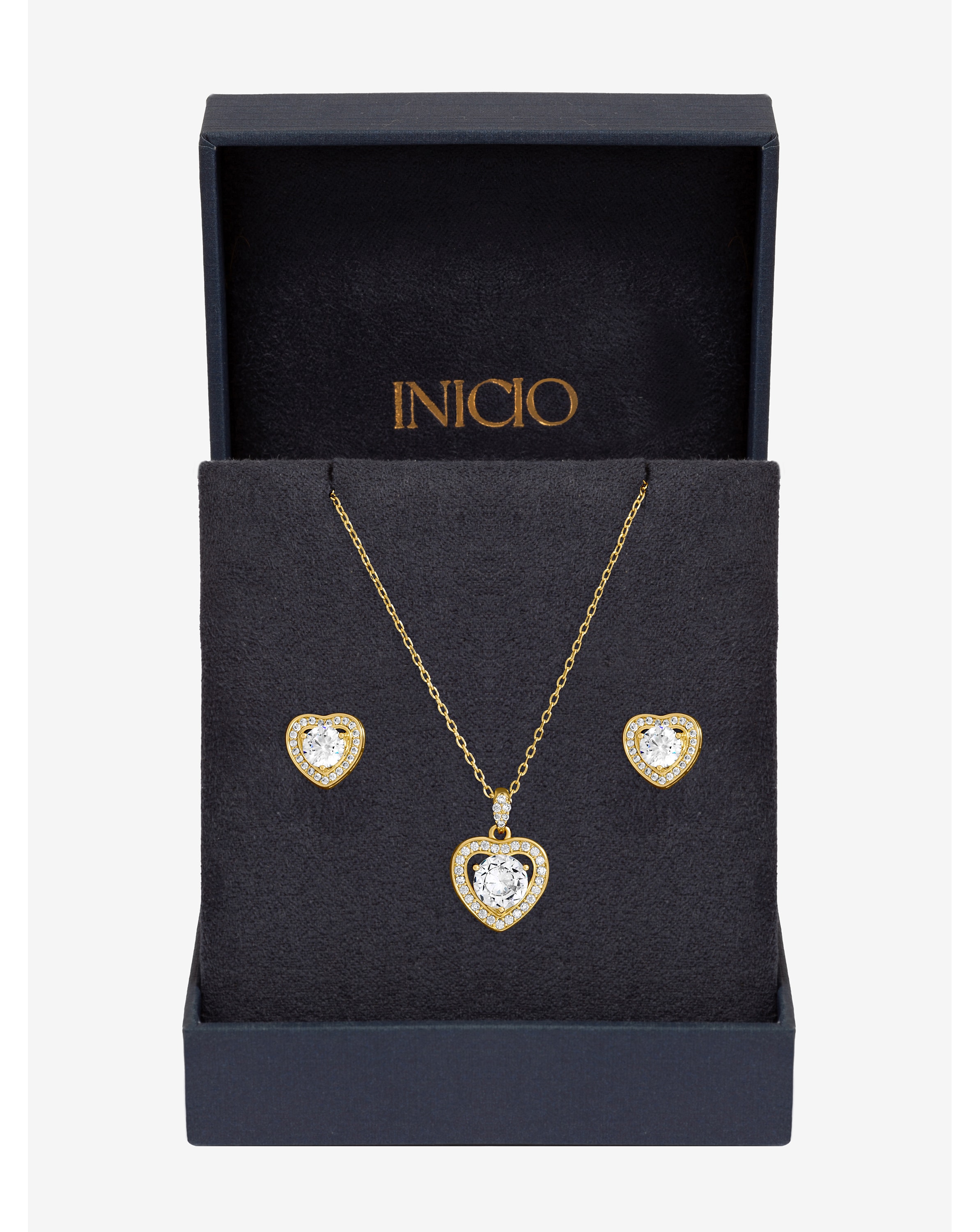 New In - 14Ct Gold Plated Heart Set - Gift Box