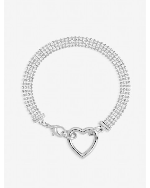 Inicio Sterling Silver Plated Mesh Heart Clasp Bracelet - Gift Pouch