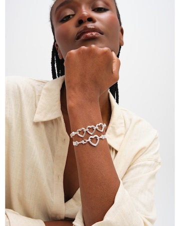 Inicio Sterling Silver Plated Mesh Heart Clasp Bracelet - Gift Pouch