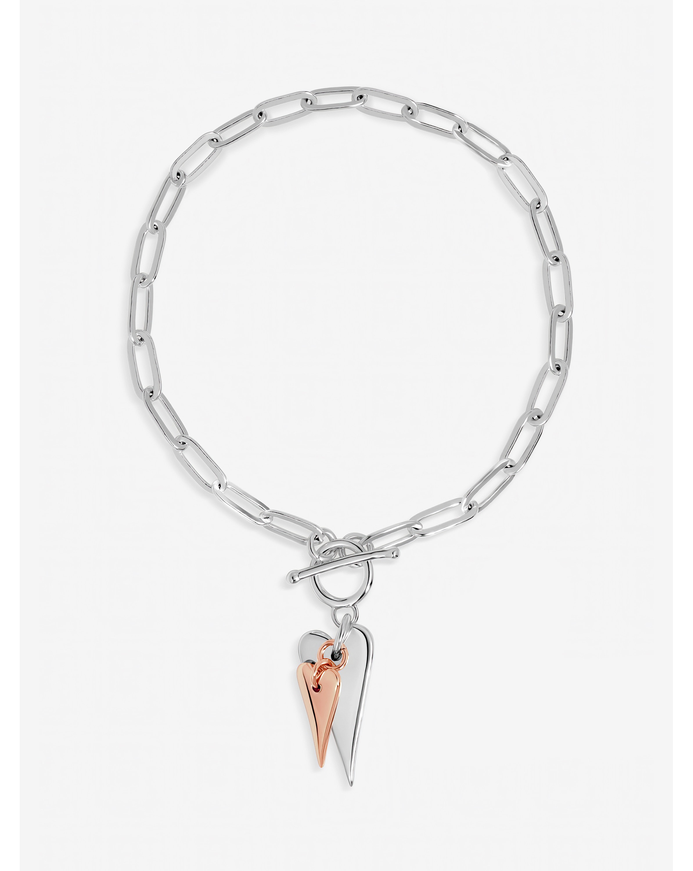 New In - Two Tone Plated T-Bar Heart Bracelet