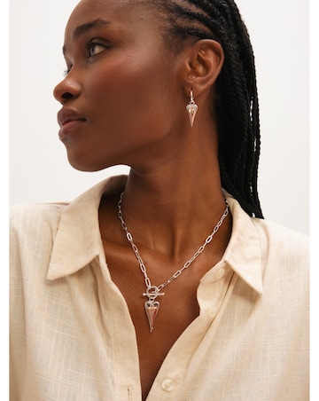 Inicio Sterling Silver Plated Two Tone T-Bar Heart Bracelet - Gift Pouch