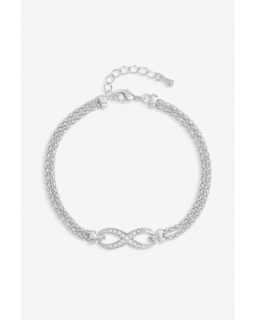Inicio Sterling Silver Plated Premium Pave Infinity Bracelet - Gift Pouch