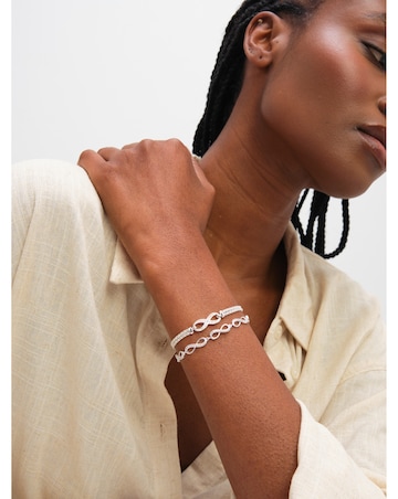 Inicio Sterling Silver Plated Premium Pave Infinity Bracelet - Gift Pouch