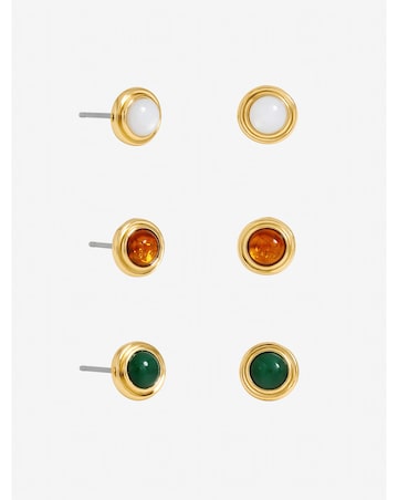 Mood Gold Plated Multicolour Stud Earrings - Pack Of 3