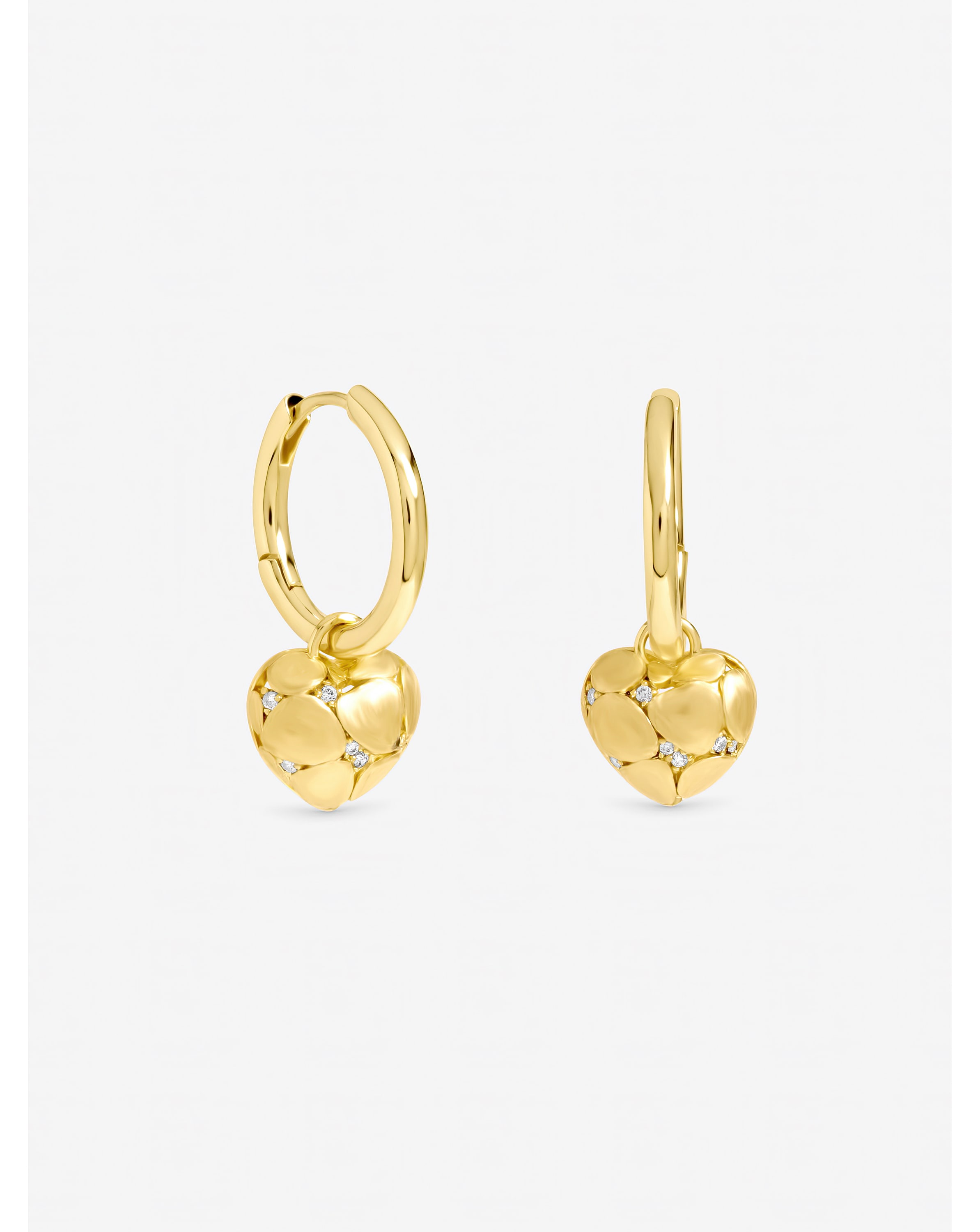 New In - Gold Plated Satin Heart Earrings