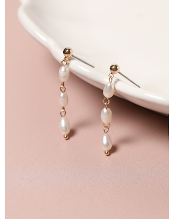 Jon Richard Real Freshwater Linear Drop Earrings