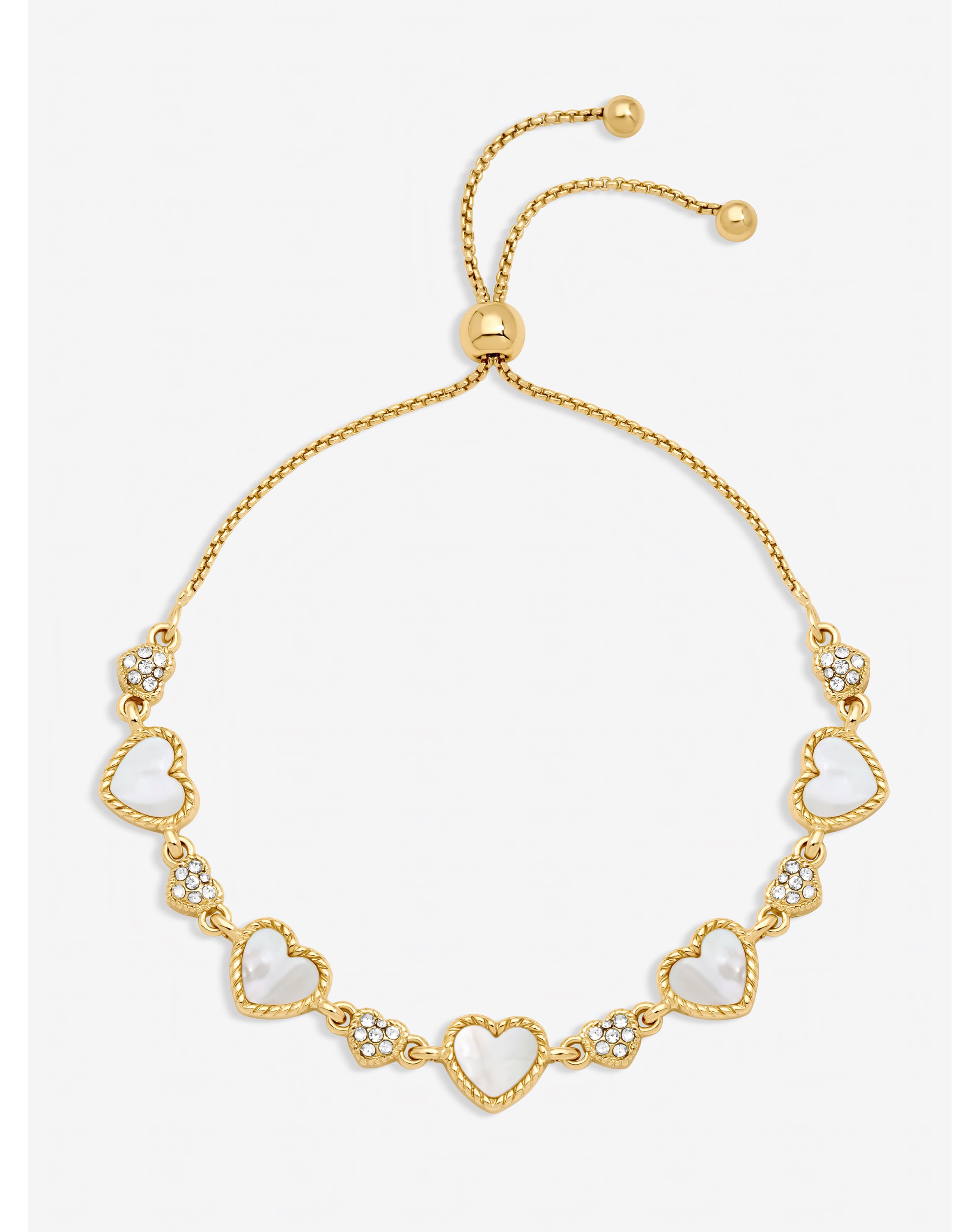 Gold Plated Pave Heart Toggle Bracelet