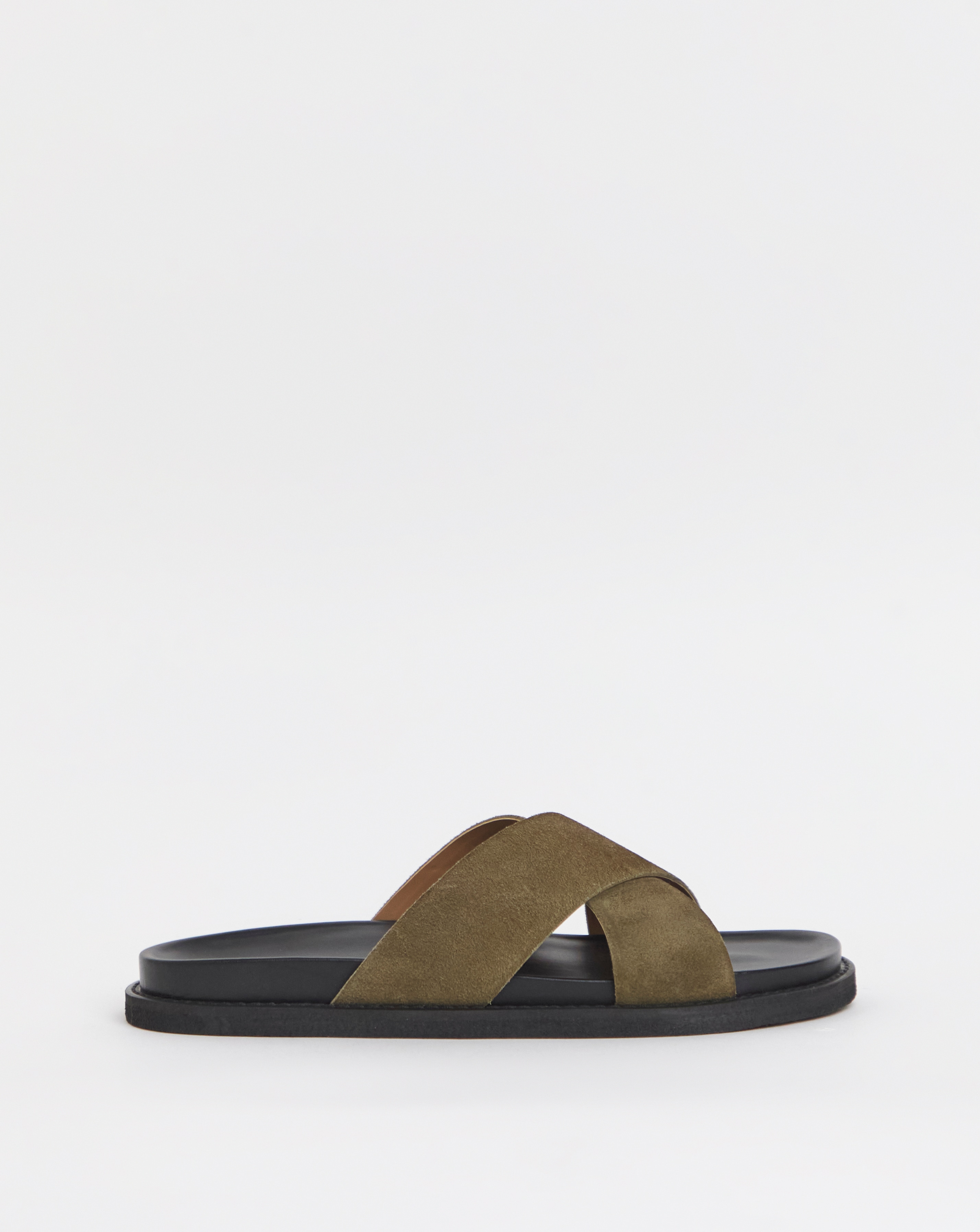 Cross Strap Suede Sandal Wide