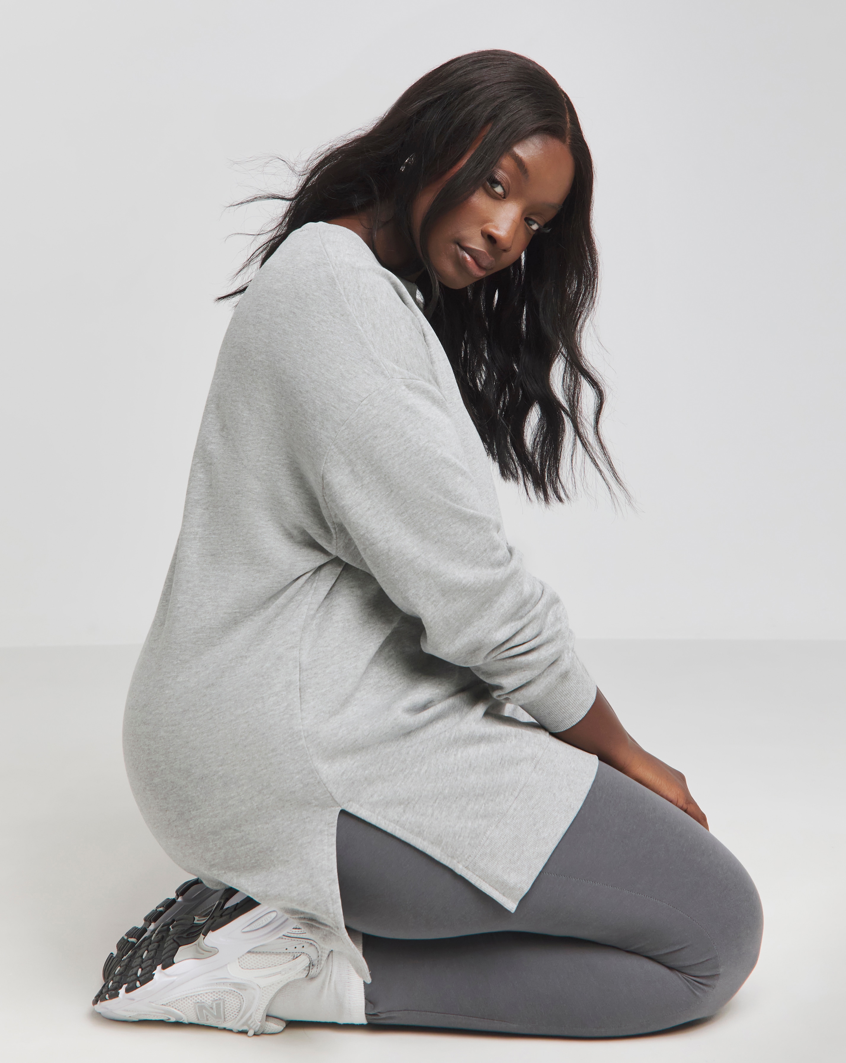 Basic Grey Longline Sweatshirt Tunic
