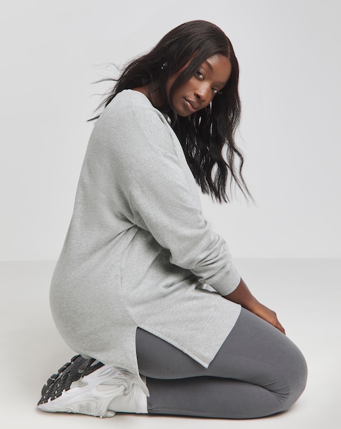 Basic Grey Longline Sweatshirt Tunic