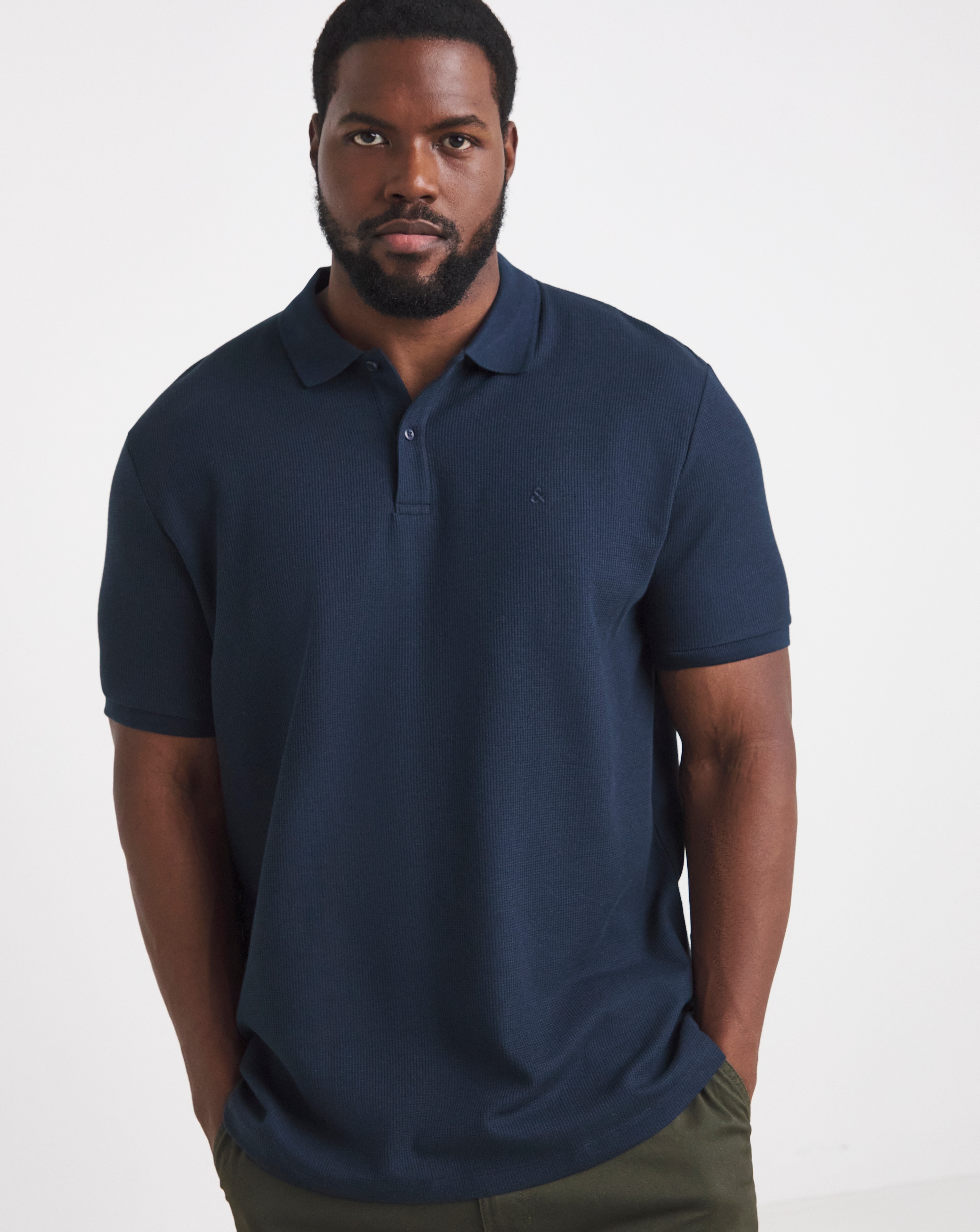Jack & Jones Austin Waffle Polo - Navy