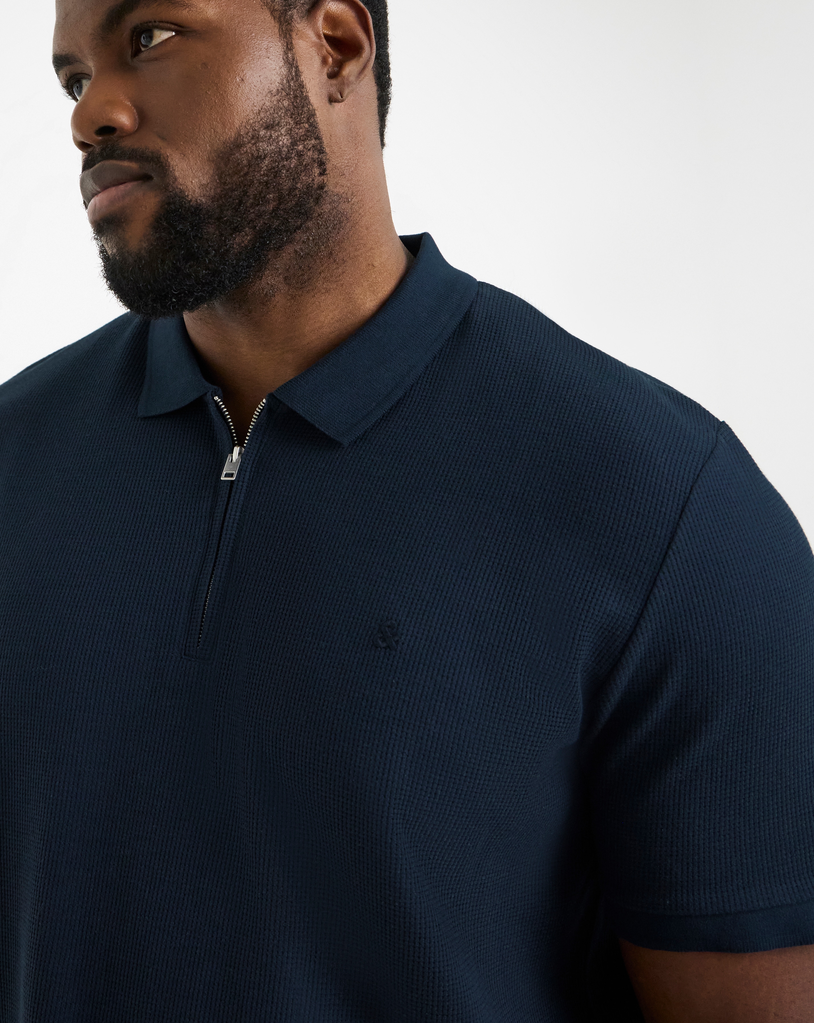 Jack & Jones Austin 1/4 Zip Waffle Polo