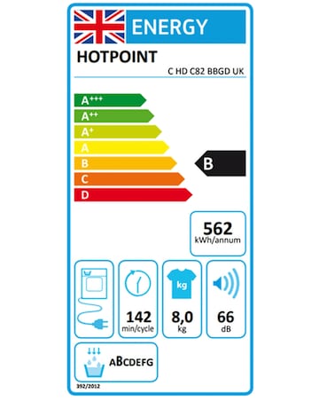 Hotpoint C HD C82 BBGD UK Condenser Tumble Dryer 8kg - Black