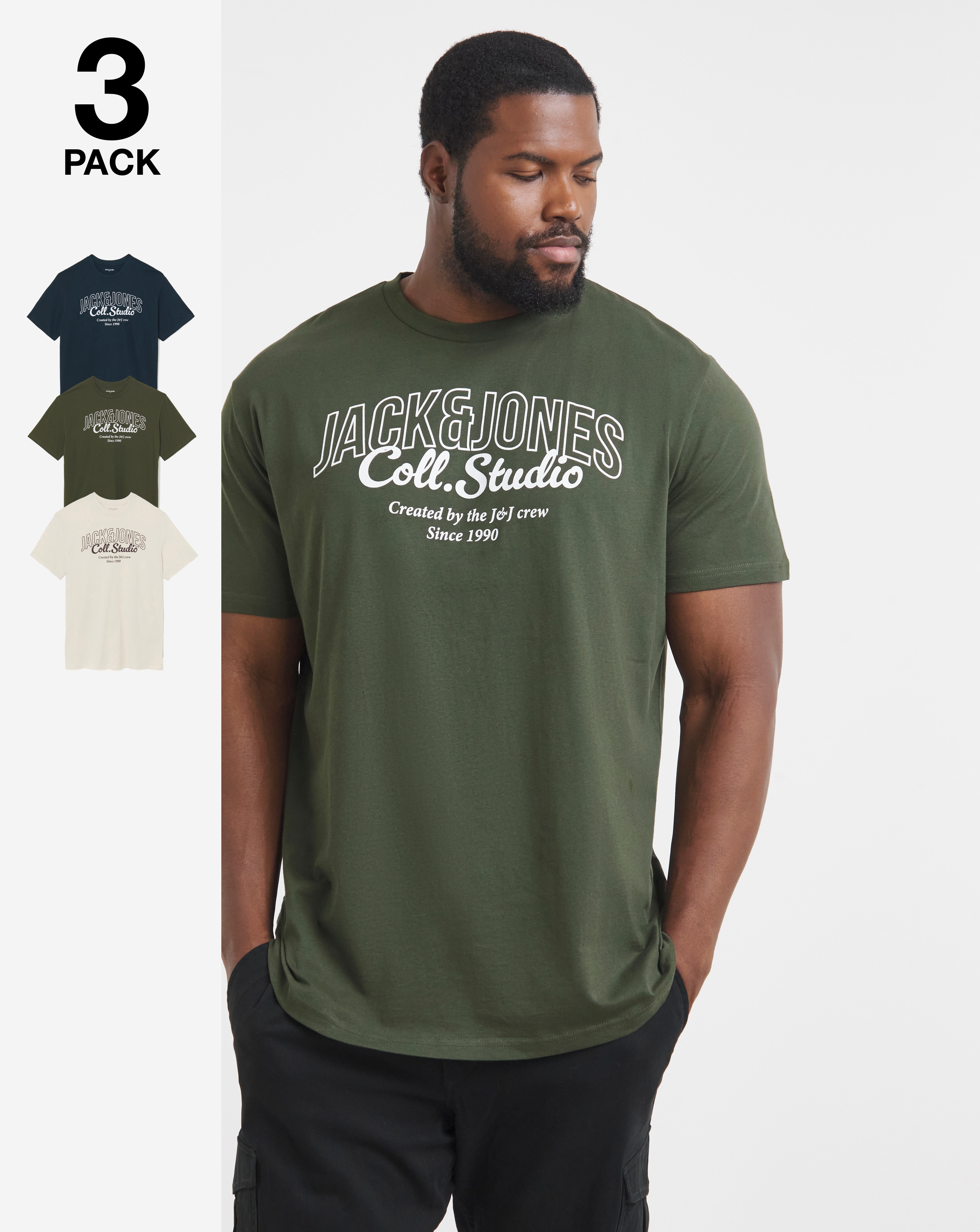 Jack & Jones Makoto Logo T-Shirt 3 Pack