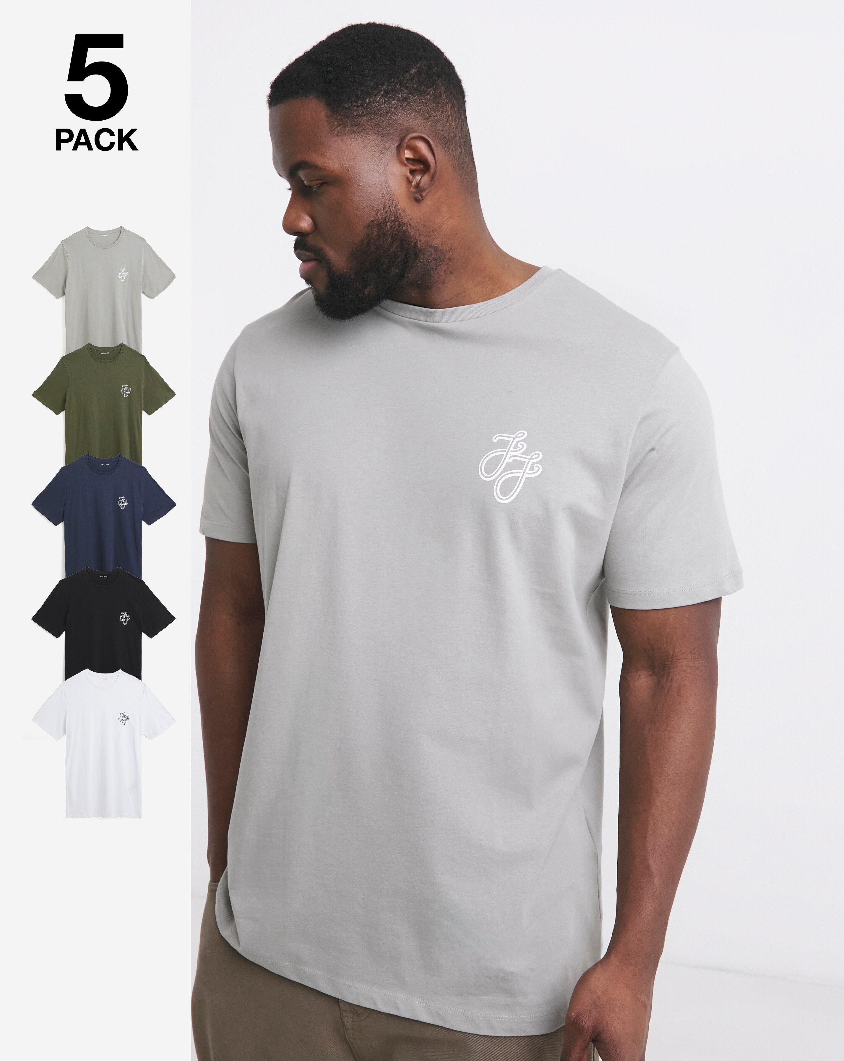 Jack & Jones JJ Logo T-Shirt 5 Pack