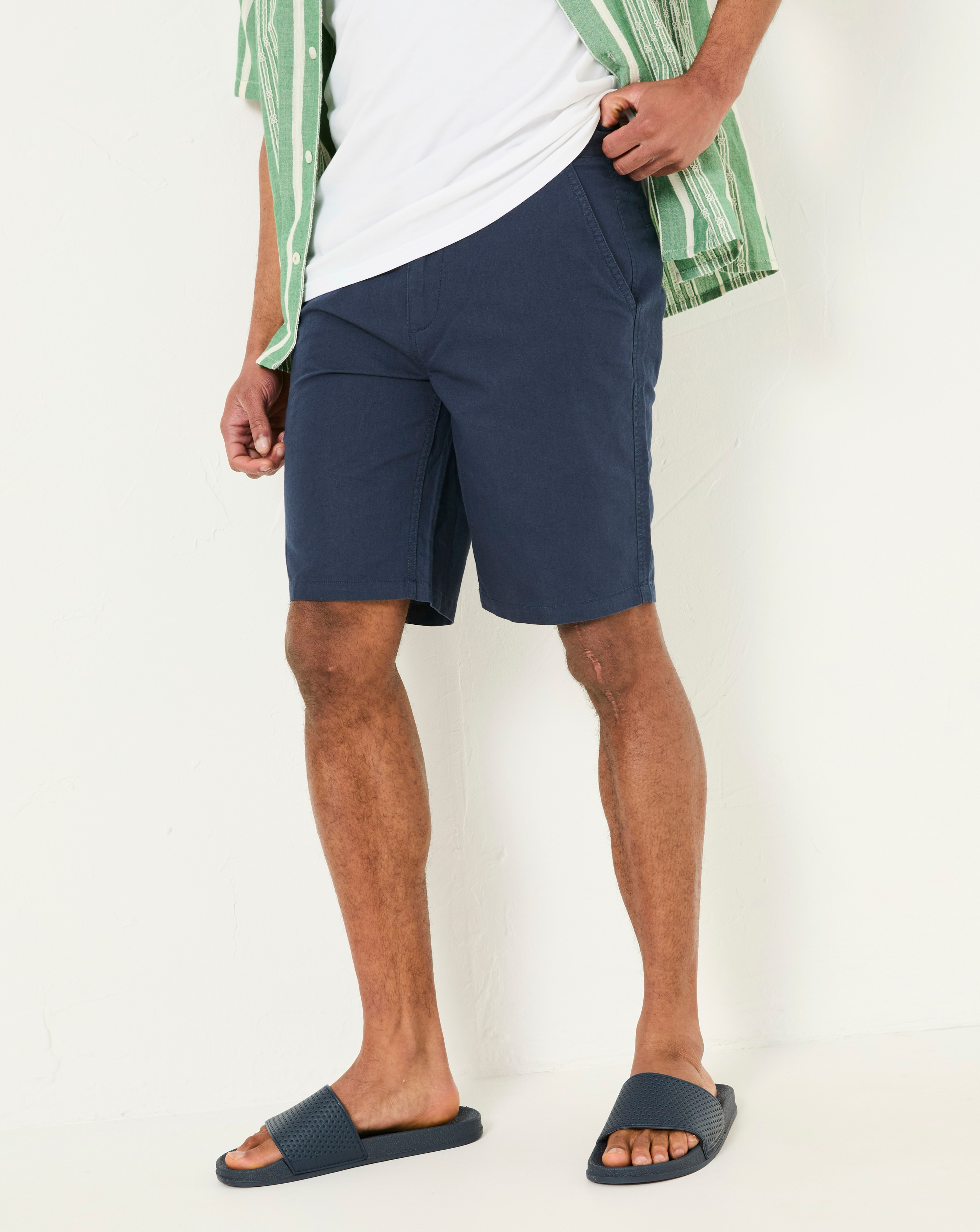 FatFace Mawes Cotton Linen Shorts - Navy