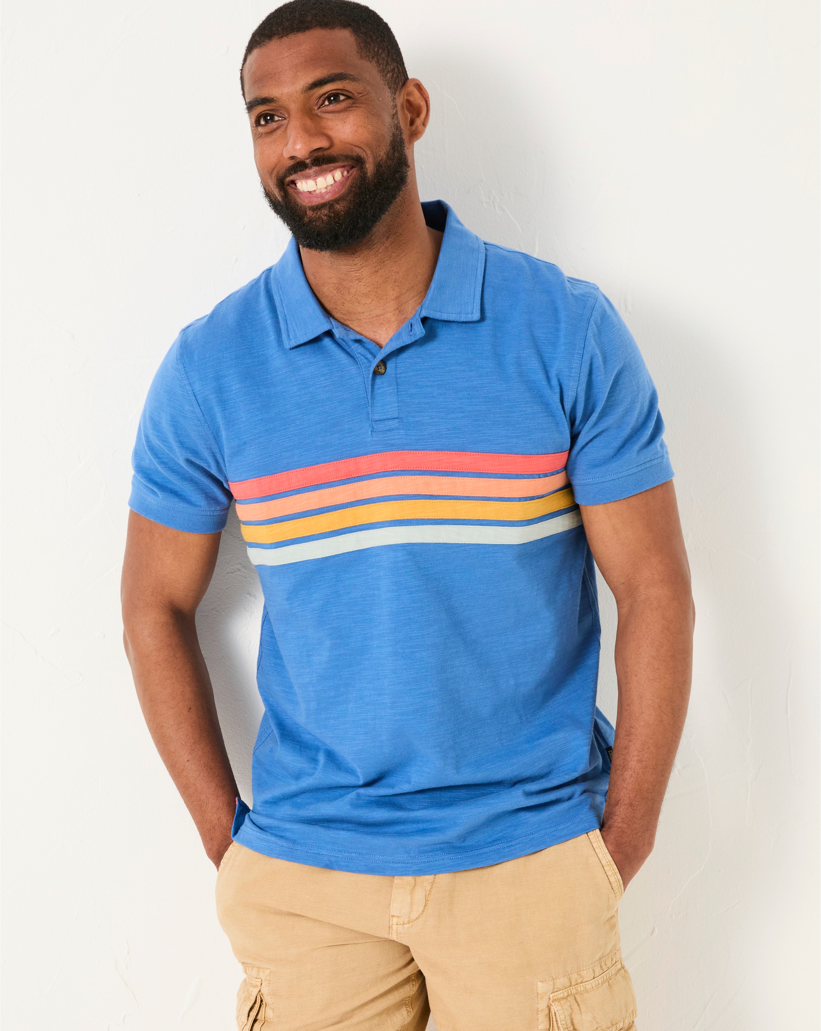 FatFace Chest Stripe Polo - Blue