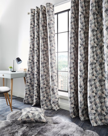 Zada Linear Geo Jacquard Eyelet Curtains
