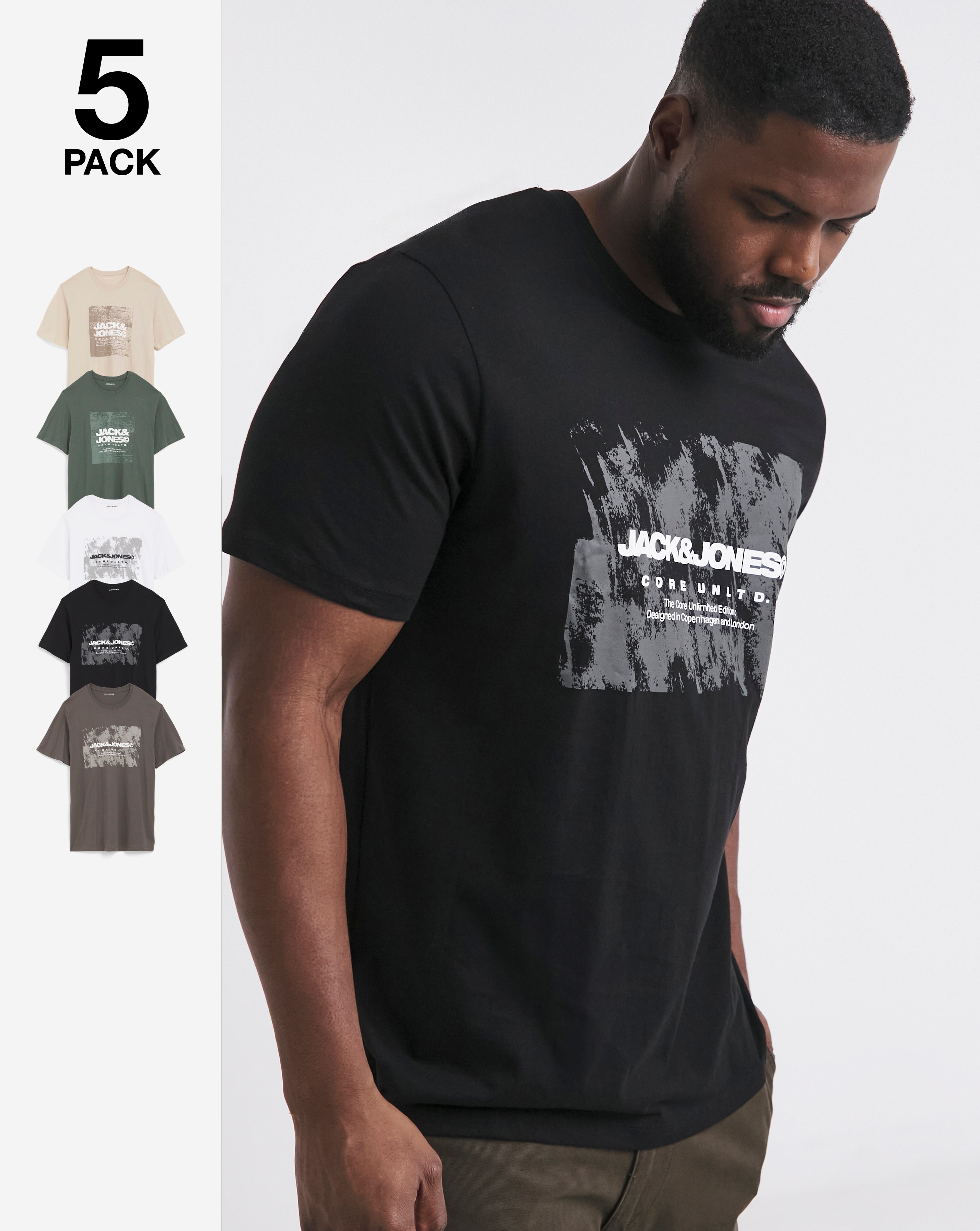 Jack & Jones Graphic Logo T-Shirt 5 Pack