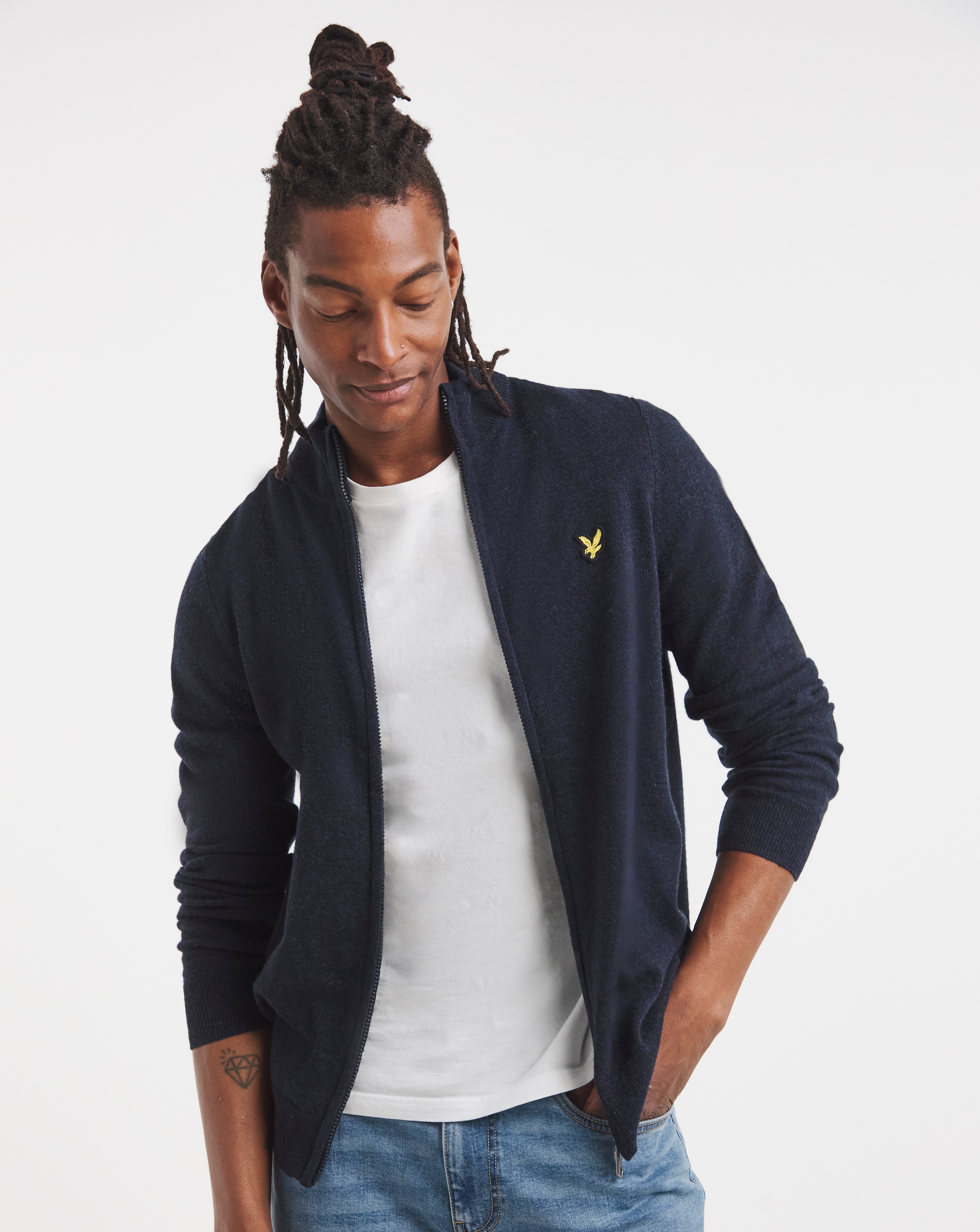 Lyle & Scott Zip Cardigan - Navy Marl