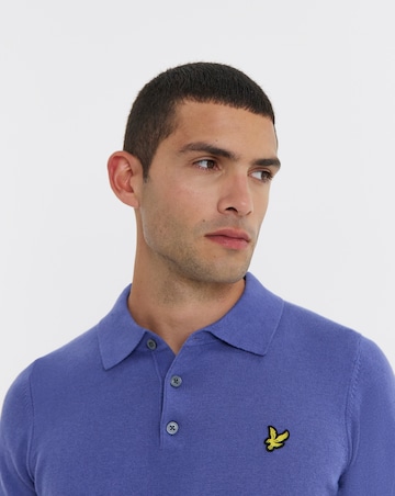 Lyle & Scott Cotton Merino Long Sleeve Knitted Polo - Twilight
