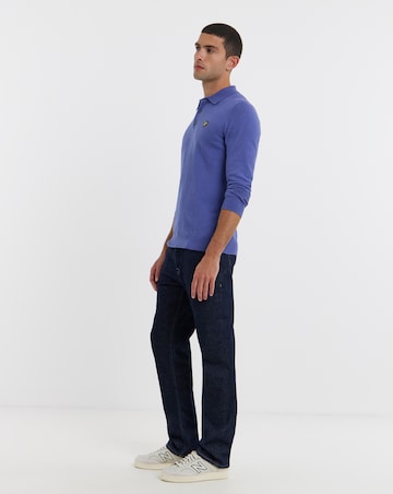 Lyle & Scott Cotton Merino Long Sleeve Knitted Polo - Twilight