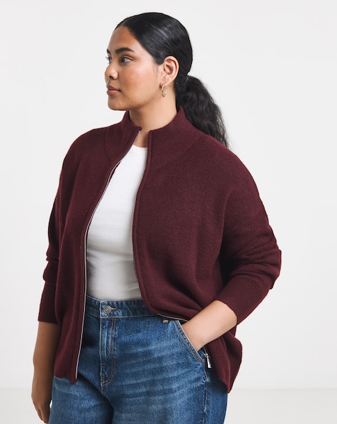 New In - Sponge Zip Through Funnel Neck