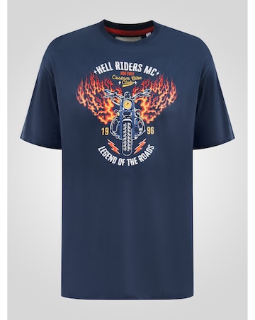 HOCKNEY-D555 Motorbike With Flame Wings Printed Crew Neck T-shirt