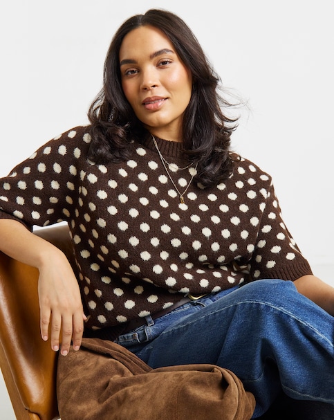 New In - Half Sleeve Polka Dot Jumper