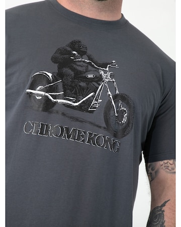 CRAIG-D555 Gorilla Biker Printed Crew Neck T-shirt