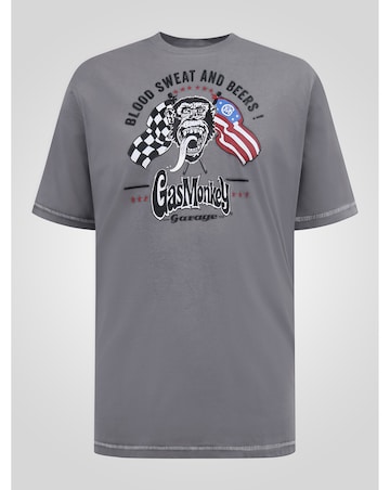 JASPER-D555 Official Gas Monkey Printed Crew Neck T-Shirt
